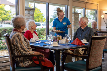 group of seniors in a dining room